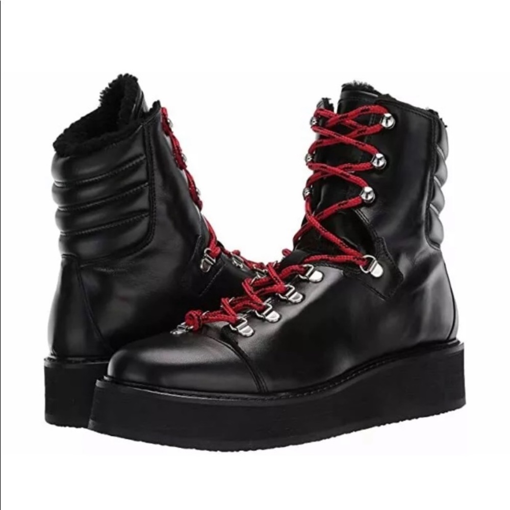 AllSaints Fae Shearling Combat Boots Sz 37